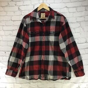 Red Head Black Red Flannel Shirt Button Down Mens Sz L Shacket Cotton